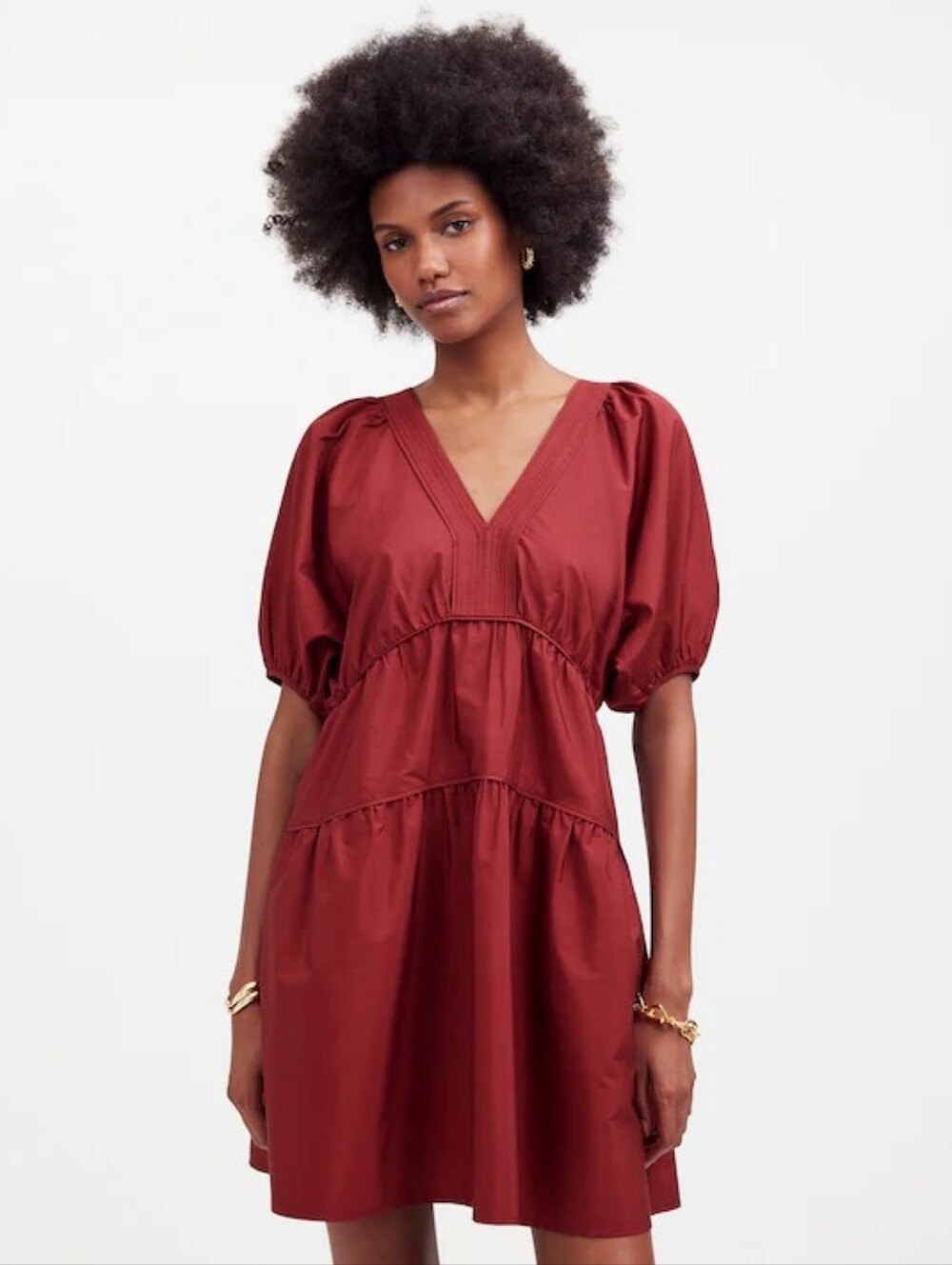 Madewell Burgundy Claret Cotton Poplin Mini Dress XL